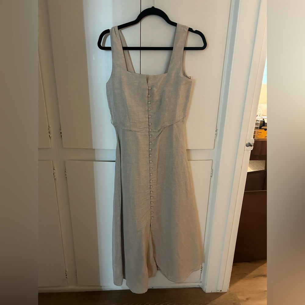 Mango Beige Midi button dress